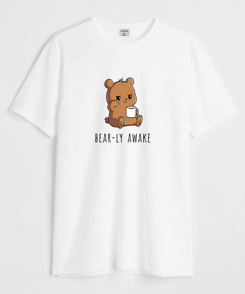 Bear-ly awake  - Round Neck T-shirt