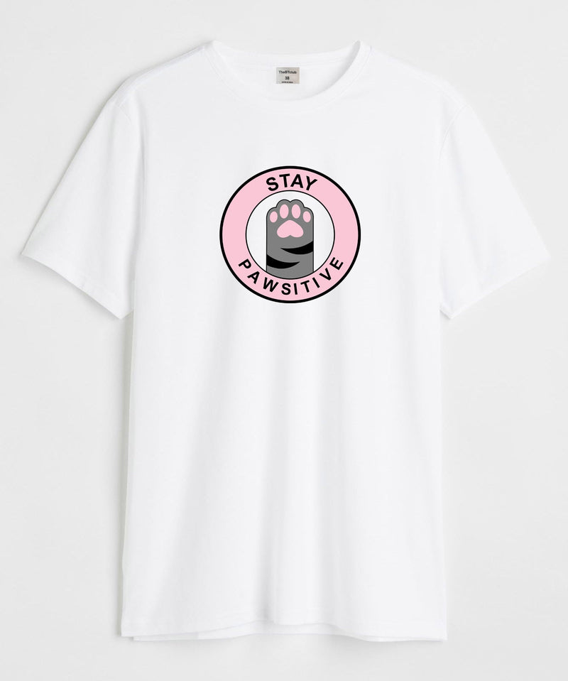 Stay pawsitive - Round Neck T-shirt