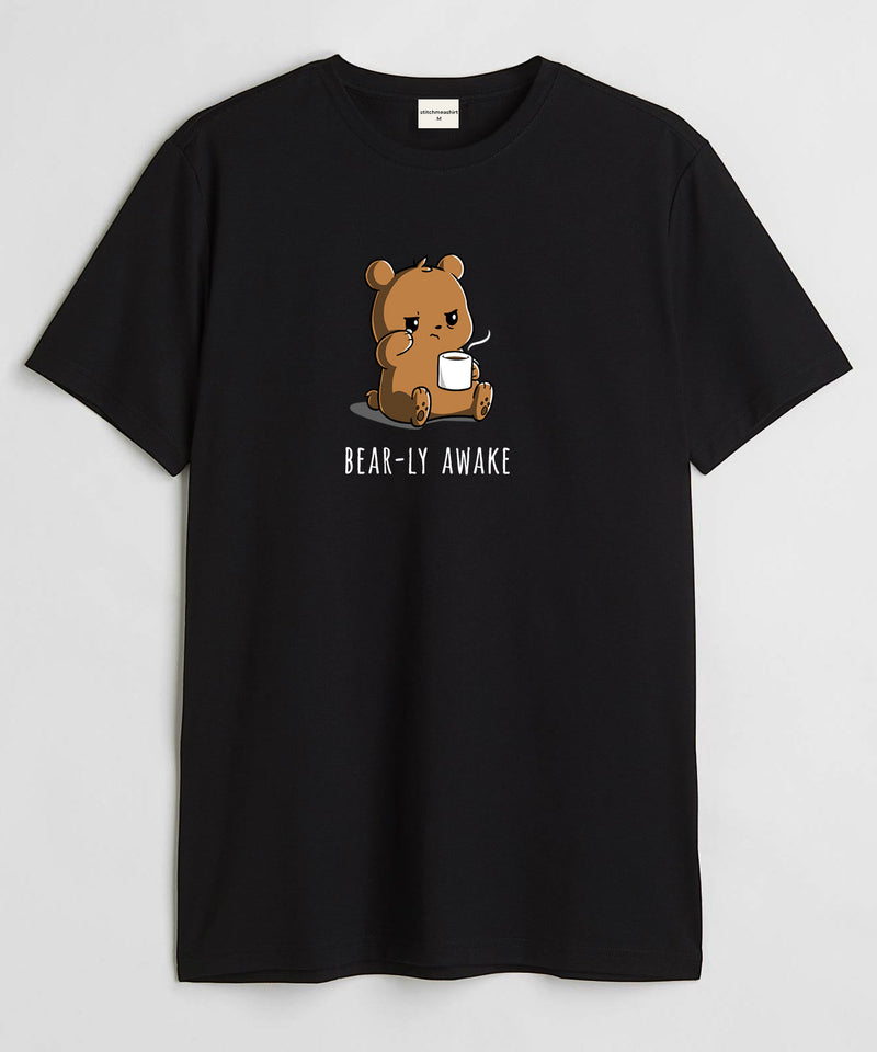 Bear-ly awake  - Round Neck T-shirt