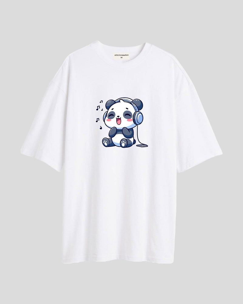 Panda loves music - Oversized T-shirt