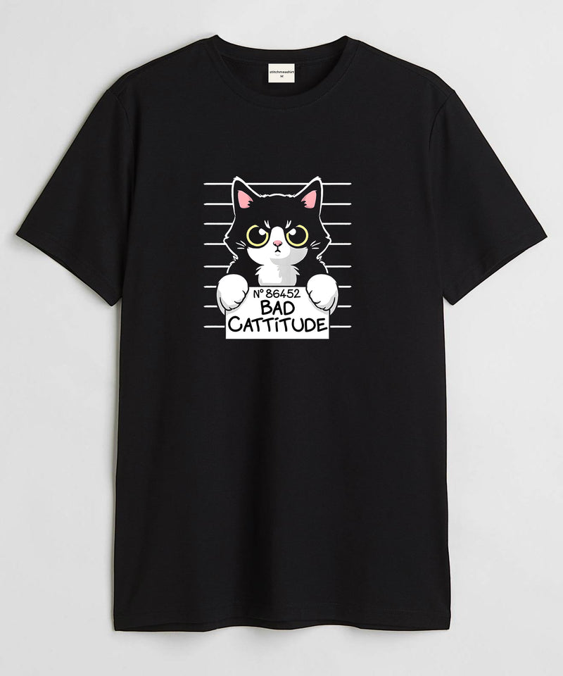 Bad cattitude - Round Neck T-shirt