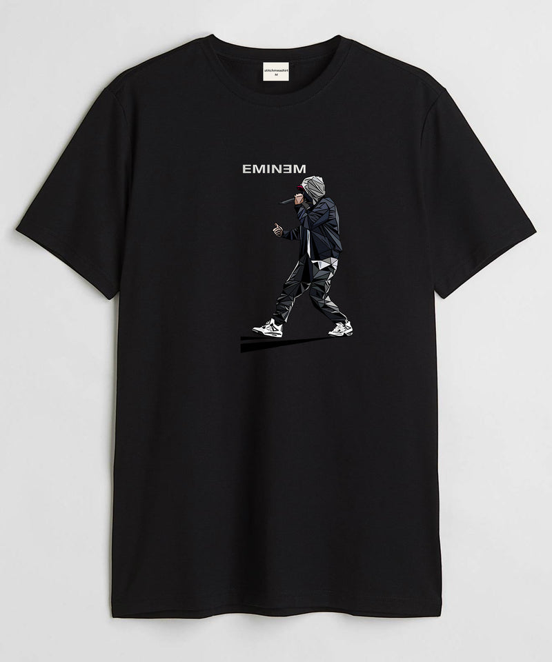 Eminem singing art - Round Neck T-shirt