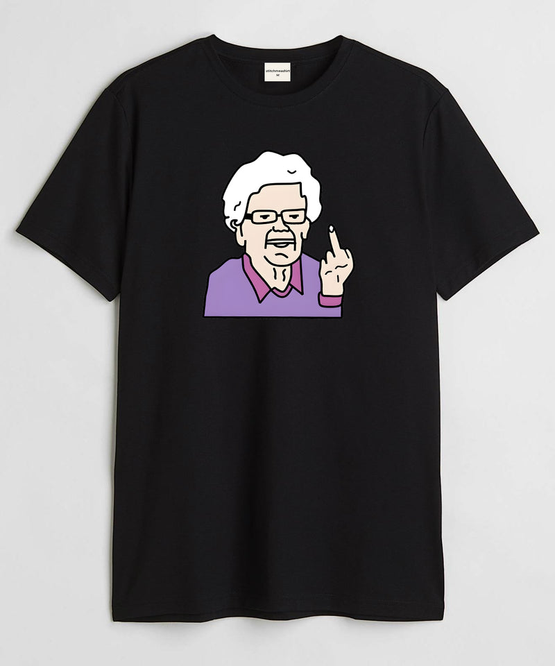 Agitated granny - Round Neck T-shirt