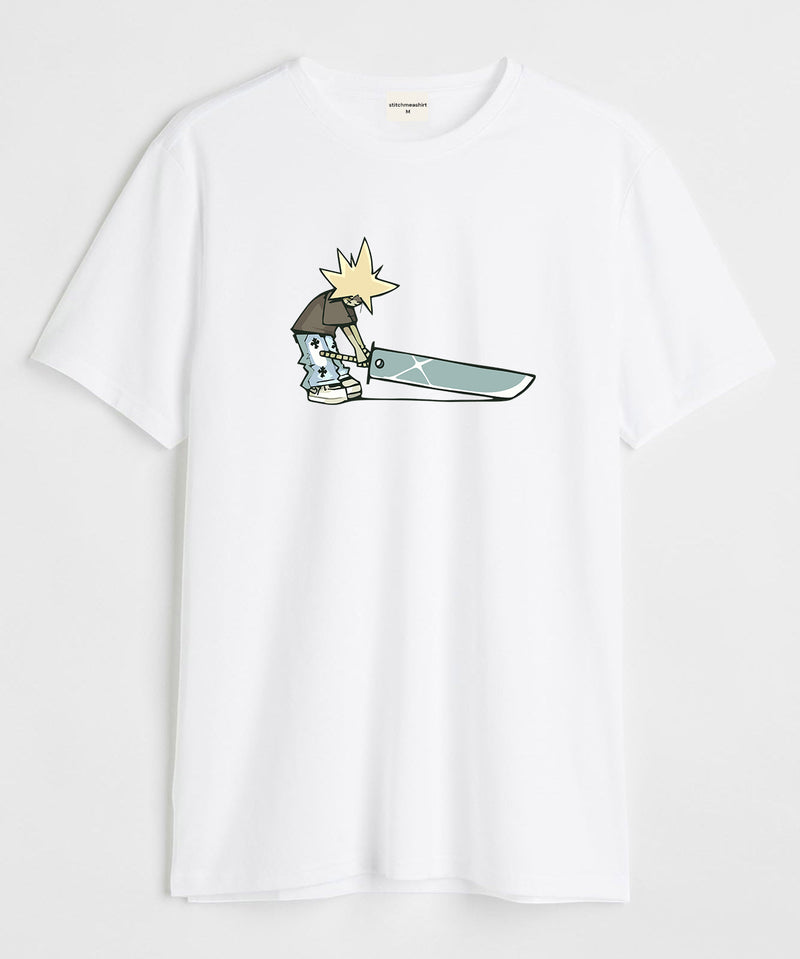 Boy with sword - Round Neck T-shirt